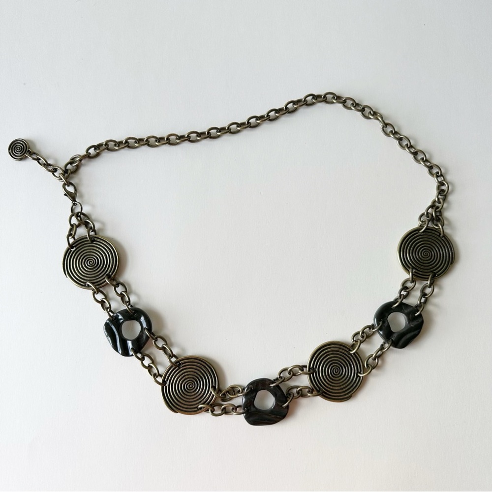 Vintage Silver Circle Spiral Adjustable Chain Boho Belt